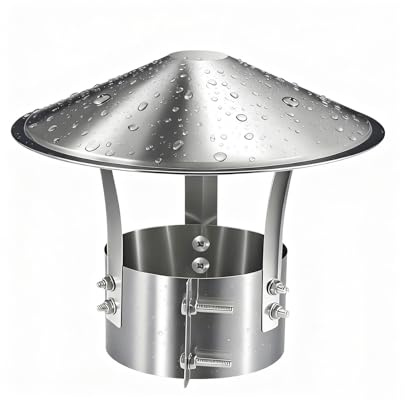 Stainless Steel Chimney rain Cap 75/100/125/160/200/220mm Chimney Cowl for Wood Burner Adjustable Roof Rain Covers Stove Pipe Topper for Vent Cap Round Flue Pipe Cover Cap(130mm/5.11in)