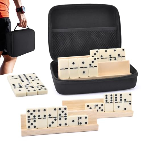 Retro dominospel set - klassiskt kakelmatchande kit, vintage familjestrategipaket, släta punktblock samling med robust fodral | Intempor bordsunderhållning