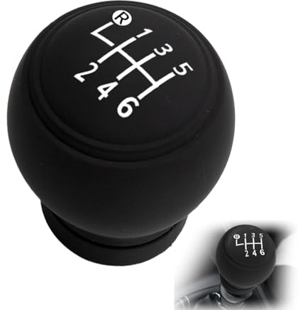 Cyberwork Funda para pomo de cambio de goma elástica, antideslizante, universal e impermeable,Pomo Palanca de Cambios Universal, Para coche, furgoneta, camión, quad, color negro (6 velocidades).