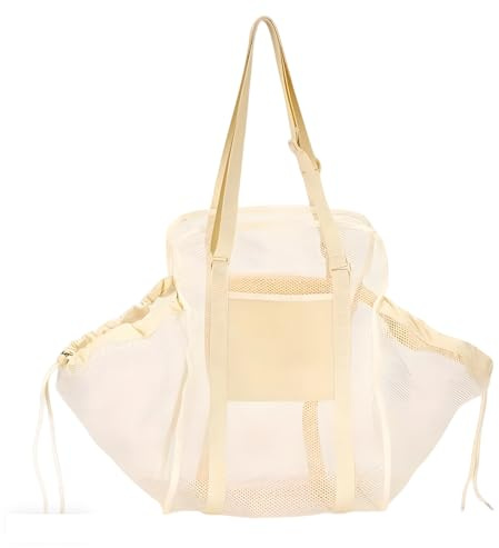 byepica Large Capacity Beige Car Seat Organizer, Canvas Backseat Storage Bag, Expandable Mesh For Road Trip, Travel & Beach