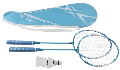 Bamjour 2 ST Badmintonracketar Set med Bärväska - Lätta Badmintonracketar för Vuxna och Tonåringar - Inkluderar 3 Fjäderbollar - Perfekt för Utomhusspel (Blå)