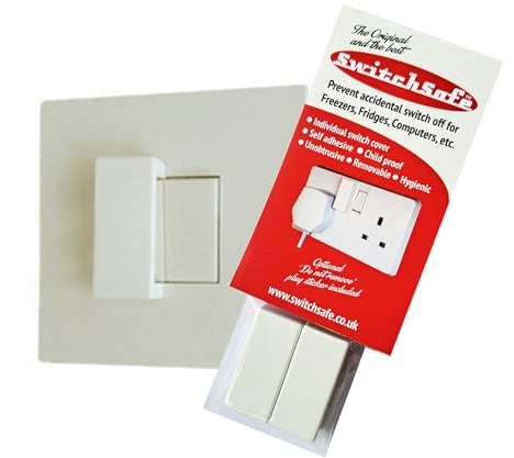 SwitchSafe Model 3 for Larger Light switches and Double Socket switches - Locks Protects and Guards to Prevent Accidental Switch Off White