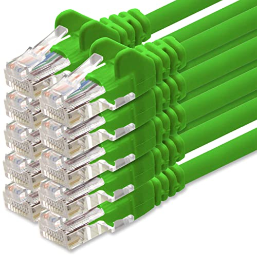 1aTTack.de Câble Réseau Cat6 Cat 6-10x 1m - RJ45 Ethernet LAN DSL Routeur Modem - Vert