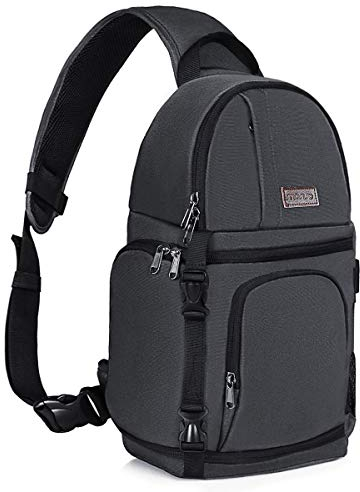 MOSISO Camera Bandolera, DSLR/SLR/Mirrorless Cámara Funda Shockproof Fotografía Cámara Mochila con Soporte Trípode&Insertos Modulares Extraíbles Compatible con Canon/Nikon/Sony/Fuji,Gris Espacial