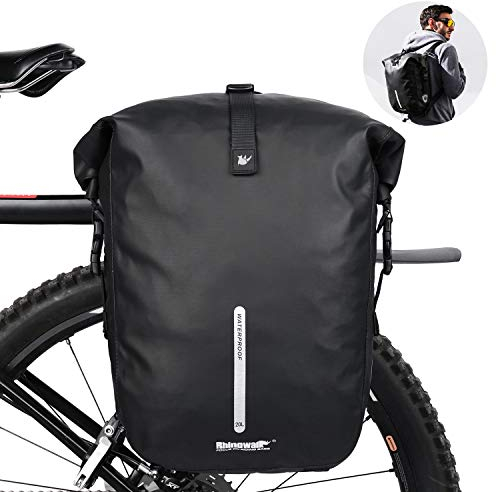 Rhinowalk Fahrrad Gepäckträgertasche Wasserdicht 20L Fahrradtasche für Gepäckträger Fahrrad Trägertasche Seitentaschen Rolltop Hinterradtasche mit Schultergurt