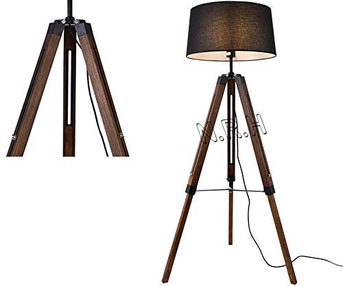 Nautical Replica Hub Hollywood Studio Lampadaire à trépied industriel avec base en bois (sans abat-jour)