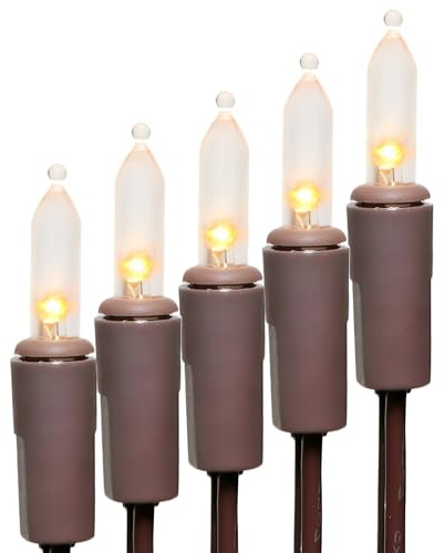 LUCKY SHINE 150 LED Warm White Christmas Lights, Commercial Grade Decorative Lighting String Brown Wire 50 FT, for Indoor Outdoor Party, Garden, Patio