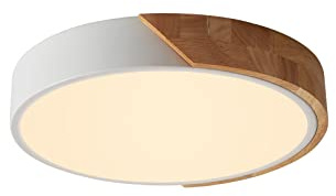LuFun LED Plafonniers en Bois, Luminaire Plat Moderne Encastré, Plafonniers pour Salle à manger Couloir Salon Cuisine Chambre, Ø30cm * 5cm, 24W, Blanc Chaud, 3000K