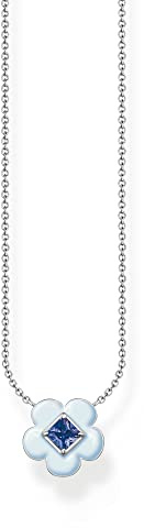THOMAS SABO Kette Blume mit blauem Stein silber 925 Sterlingsilber, Kaltemail