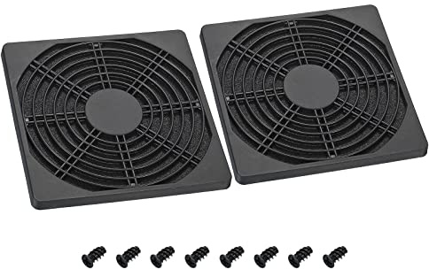 PATIKIL 150mm Cooling Fan Filter with Screw, 2 Pack ABS Ventilator Grill Protector Guard for Fan Protective Cover DIY, Black
