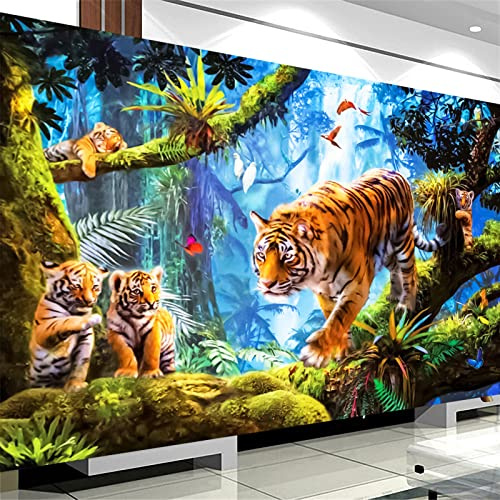 Trayosin DIY 5D Diamond Painting Gross, Diamant Painting Bilder Tiger Diamant Malerei Tier Kits Malen nach Zahlen Stickerei Set Kreuzstich Bilder Wall Decoration (100x70cm)