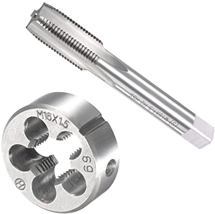 QUARKZMAN M16 x 1.5mm Métrique Machine Filetage Taraud et Filière Ronde Ensemble x 1 Ensemble 4 Cannelures Haute Vitesse Acier pour traiter Matériel Outil