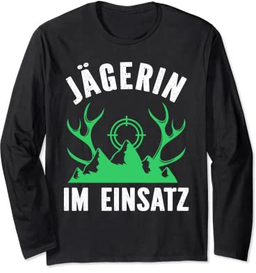 Jägerin Im Einsatz Jagdbekleidung Jagdschein Damen Jagd Langarmshirt