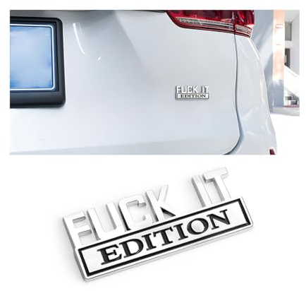 CGEAMDY 3D Auto Edizione, Auto Fuck IT Edition, Lettera 3D Metallo Targhetta Emblema Distintivo Auto Adesivo Decalcomania Accessori Esterni, Per Auto Universali e Altri Camioncini (Argento-Nero)