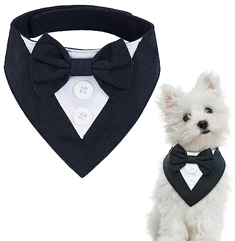 Kuoser Hundehalstuch, Halstuch Hund, Hunde Smoking Bandana, Schwarz S