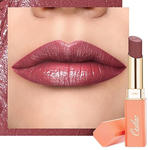 Oulac Pflaume Pflegender Lippenstift - Matte mit Satin Finish Lippenstifte, Cremige Textur, Feuchtigkeitsspendender Lippen, Langanhaltender Hochpigmentiert, Mit Shea Butter, Vegane, 4g, SG08 Bianca