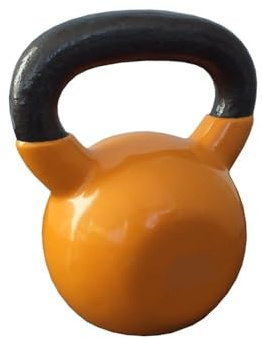 Flexil Premium Vinyl-Coated Kettlebell – Durable Iron Weight for Home Gym Strength and Fitness Training - Yellow - Weight 6 KG