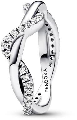 Pandora Timeless Ring Doppelwelle, Sterlingsilber, mit klarem Cubic Zirkonia