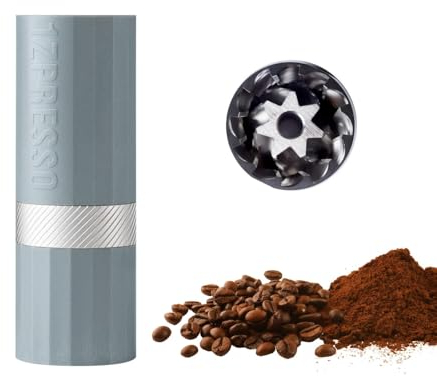 1Zpresso Q Air - Molinillo de café manual heptagonal de acero inoxidable, carcasa de plástico, ligero, tamaño de viaje, cabe en el émbolo de, ajuste numérico ajustable, gris