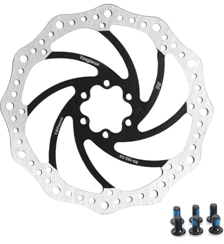 Yongness Rotore Disco Freno Bici 140mm/160mm/180mm/203mm Disco Freno Bici in Acciaio Inossidabile con 6 Viti per Bici da Strada BMX MTB (Nero, 160mm)