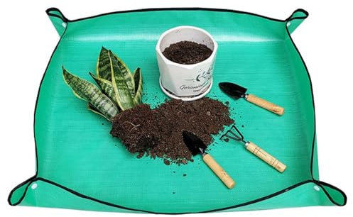 TQQEPOOL Umtopfen Matte Für Indoor-Pflanze Umpflanzen,Portable Gartenarbeit Matte,Verdickt PE Wasserdicht Sukkulenten Potting Tray Gartenarbeit Geschenke (Color : Green, Size : 50 * 50cm)