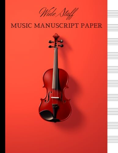 Wide Staff Manuscript Paper | Blank Sheet | Red Cover | Violin | 10 staves per page | 8.5 X 11 | 120 pages: Classic Songwriting & Music Composition Journal