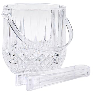 Dmnnlp 1.3L Clear Ice Bucket with Tongs, Acrylic Ice Buckets for Parties Easy Carry Handle Small Bucket for Parties, Drinks, BBQ, Bar, Restaurant, Home (Clear)