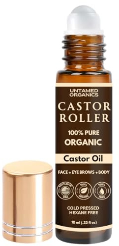 Untamed Organics - 100% Organic Castor Oil Roll-On for Eyebrows, Lips, Dark Circles, Eyelashes and Cuticles (Mild Free Roll)