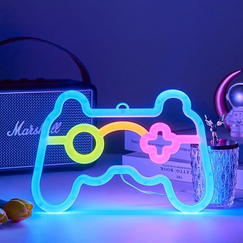Gamer LED Neonlicht,Spiel Leuchtreklame,Gaming Neon Schild, USB und Batterie betrieben Spielförmige Leuchtreklame für Internet Cafe Game Room Bar Party Deko