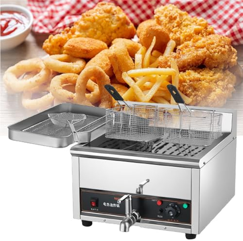 LFfwynog Electric Deep Fryers, Countertop Deep Fryer with Solid Basket for Restaurant and Home Use Stainless Steel Commercial Deep Fryer,18L