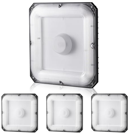 VEVOR 4 Pack LED Canopy Lights, 80W, 8800LM 5000K Daylight Commercial Industrial Outdoor Canopy Lights, 10.08x10.08 Surface Mount Ceiling Lighting for Gas Station Warehouse Garage Street Shop, IP65