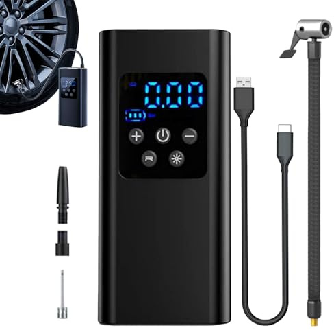 Elektrisk luftpump för bildäck, snabb sladdlös luftpump för bildäck - Sladdlös cykel luftpump - Bärbar snabbuppblåsningspump LCD-displaypump för bil, cykel, boll, biltillbehör