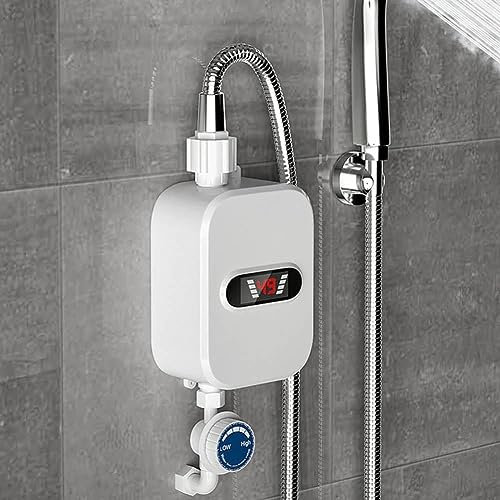 Leilaohu Chauffe-Eau électrique instantané Mini chaudière à Eau Chaude Murale avec Douche Douchette Chauffe-Eau instantané 3500W Affichage numérique 110V/220V