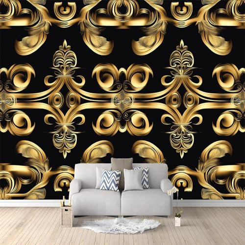 Vlies Fototapete Deko Digitale Kunst Schönes Luxusgold Tapetenrolle Mustertapete Wandtapete modern design Grau Dekoration 350 x 256 cm