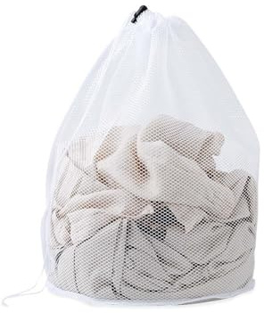 Large Mesh Laundry Bag 70 x 90cm, Multi-Pack Laundry Net Bags with Drawstring, Heavy Duty Dirty Clothes Washing Machine Bags for Clothes, Beddings,Tablecloth,Curtain(White)