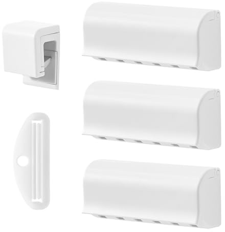 HDGSAFD Portaspazzolino da 3 Pezzi, Portadentifricio e Spremidentifricio, Portaspazzolino A Parete con Coperchio, Accessori per Il Bagno