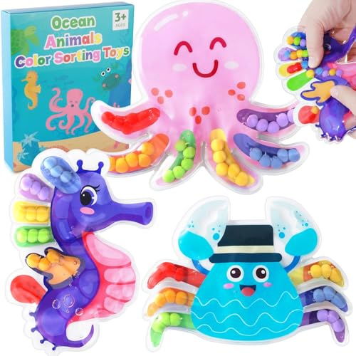 3 Stück hopihy Color Sorting Sensorisches Spielzeug Fidget Toy zum Sortieren der Farben, Anti Stress Spielzeug Montessori Spielzeug Baby Sortierspiel zum Zählen Sortieren Farben Lernen