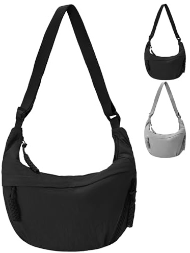 ViEinkaufen Borsa a mezzaluna da donna, borsa a mezza luna in nylon, borsa a tracolla impermeabile, borsa a tracolla Hobo borsa a tracolla regolabile, borsa laterale da donna, per viaggi, lavoro