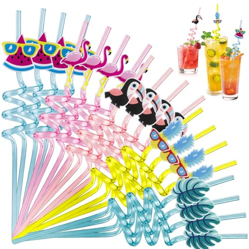 20 Stück Strohhalme Kinder, Wiederverwendbar Strohhalme Kinder, Strohhalmes Kindergeburtstag, Plastikstrohhalme, Trinkschleife, Bunte Party Trinkhalme Kinders, für Cocktail, Party Zubehör, Weihnachten