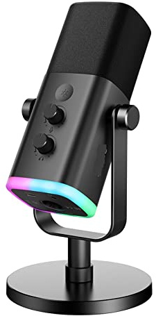 Microphone USB/XLR Dynamic Microphone with Touch Mute Button,Headphone Jack,I/O Controls,for PC PS5/4 Mixer,Gaming MIC Ampligame AM8 Suitable for Anchor, Dubbing Studio, Recording, St
