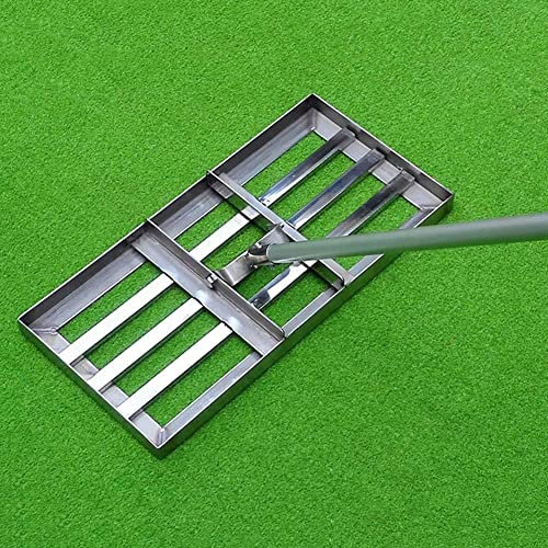 Aikimfuly Râteau de nivellement pour pelouse, gazon de golf, nivellement facile du sol ou de la saleté, acier inoxydable
