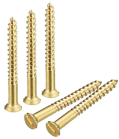 QUARKZMAN Vis à Bois en Laiton, 80Pcs M2 x 20mm à Fente Tête Plate Auto-Taraudeuse pour Meubles De Menuiserie