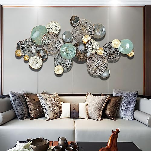 Decoración de pared de metal 3D, escultura estéreo hecha a mano para sala de estar, dormitorio, baño, decoración creativa redonda para el hogar