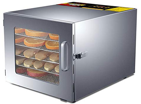 SRFTT Essiccatore per Alimenti Commerciale a 6 vassoi, 600 W, Facile da installare, Timer Digitale Regolabile e Controllo della Temperatura, essiccatore per Carne secca, Erbe aromatiche, Manzo, ECC.
