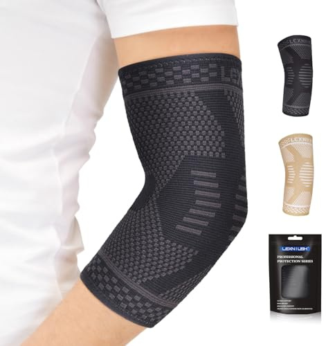 Lexniush Tennisarm Bandage für Damen/Herren - Kompression Ellenbogenbandage für Tennisarm, Golferarm, Sport, Gym - Ellenbogen Bandage Rechts/Links für Arthritis, Sehnenentzündung, Schwarz, S