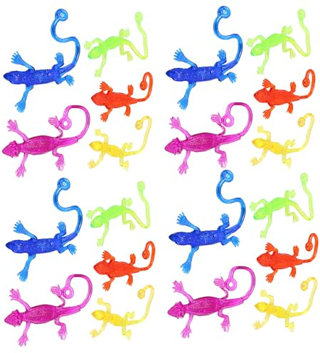 Juguetes de Lagartija Pegajosa para Niños - Set de Gecko Estirable, 20pcs Trepadores de Ventana de Mano | Juguetes Pegajosos Coloridos para Uso en Bolsas de Sorpresas, Rellenos de Cestas de Pascua