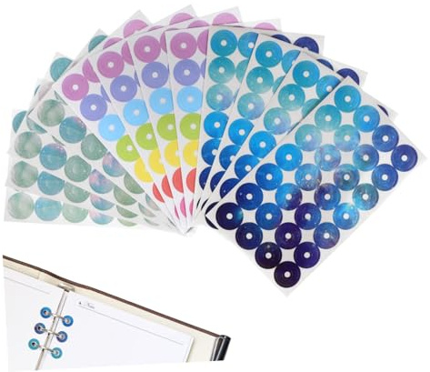 Housoutil Étiquettes Autocollantes de Renforcement Rondes Application Facile Protection Résistante pour Trous, 12 Feuilles Auto-adhésives pour Documents et Classeurs