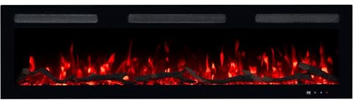Emotion Flame Monarch - Camino elettrico di alta qualità, per parete e da incasso, con riscaldamento 900/1800 W (152x35x13)