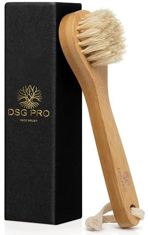 DSG PRO Face Brush – Soft Goat Hair & Natural Bamboo Handle – Deep Cleansing & Exfoliating Facial Brush for Sensitive Skin