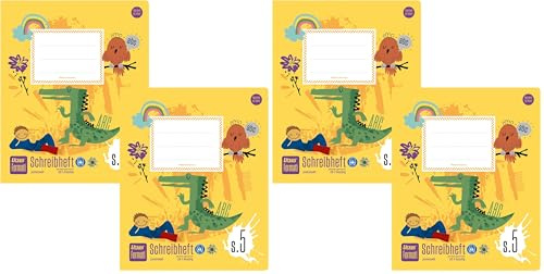 Formati Schreibheft S.5 Quart 20 Blatt liniert, 2 Stück, aufbauende Lineatur für Schreiben in der Grundschule, aus 100% Recyclingpapier (Packung mit 2)